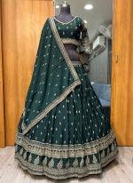 Vichitra Silk Bottle Green  Wedding Wear Embroidery  Work Readymade Lehenga Choli